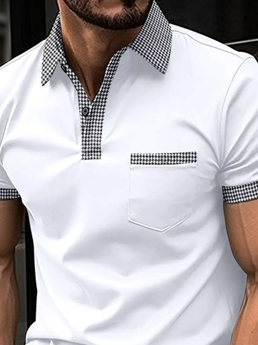 Single Pocket Lapel Short Sleeve Polo Top