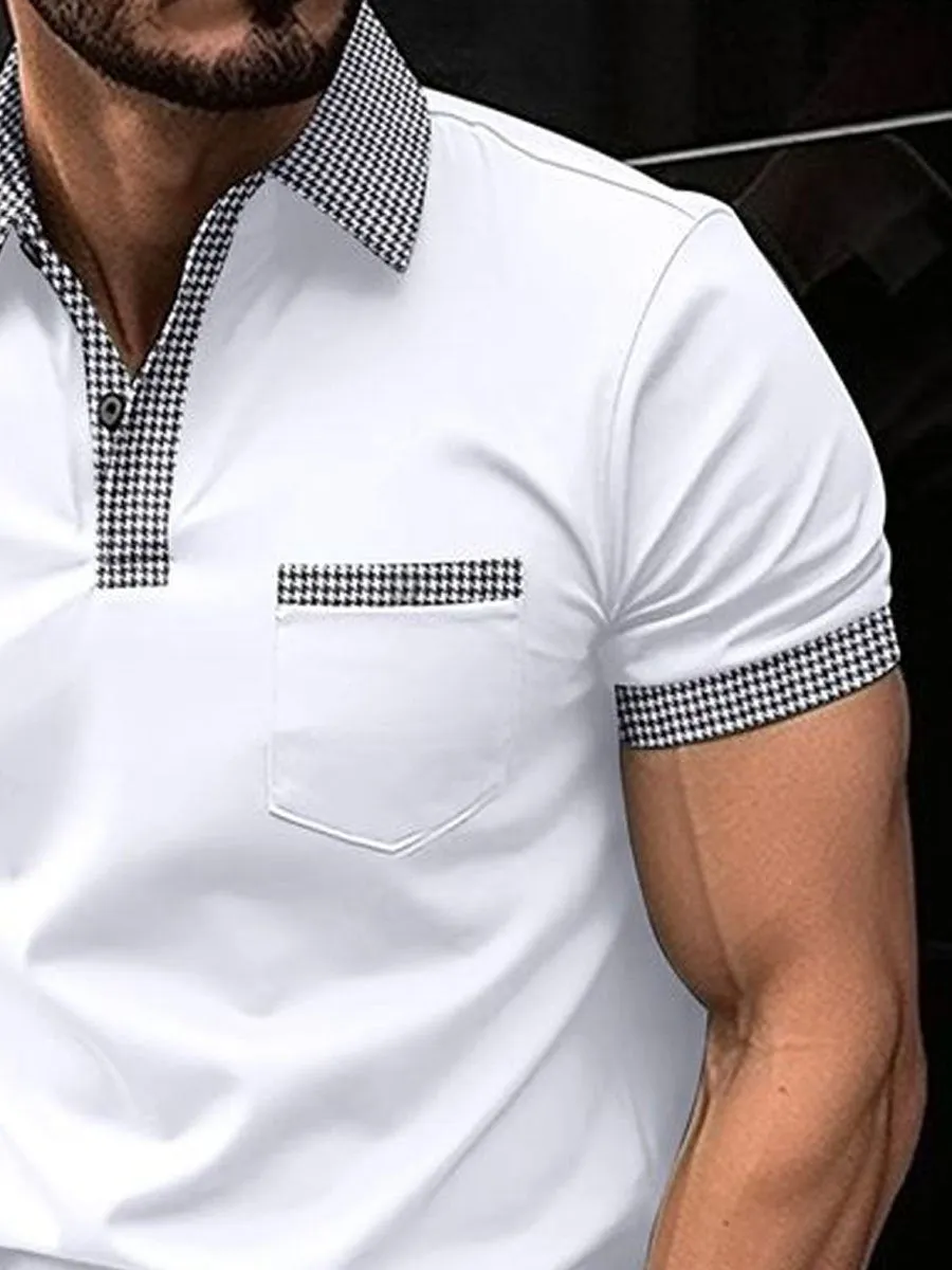 Single Pocket Lapel Short Sleeve Polo Top