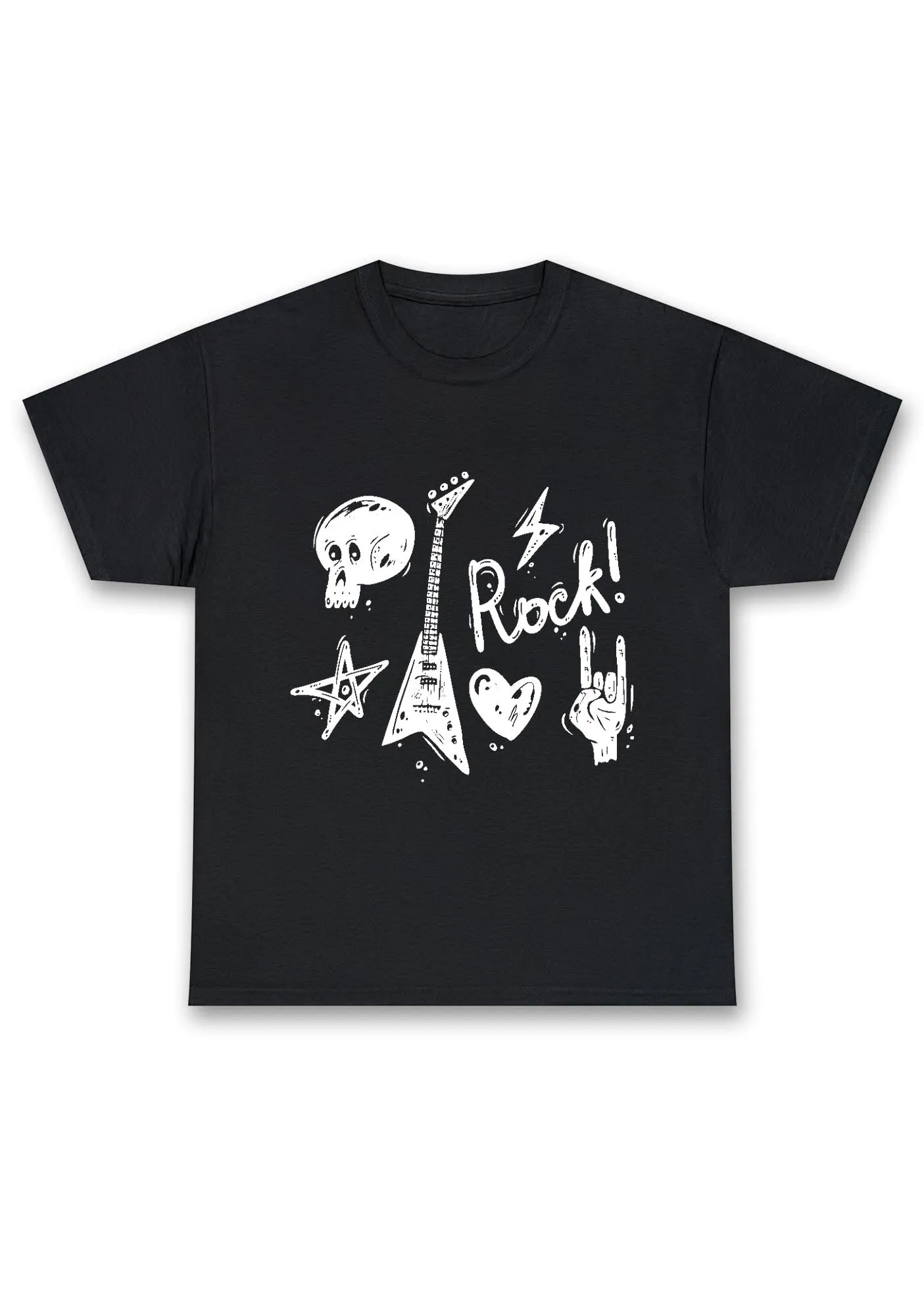 Skull Guitar Rock Heart Star Chunky Shirt