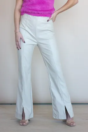 Slipped My Mind Cream Faux Leather Pant