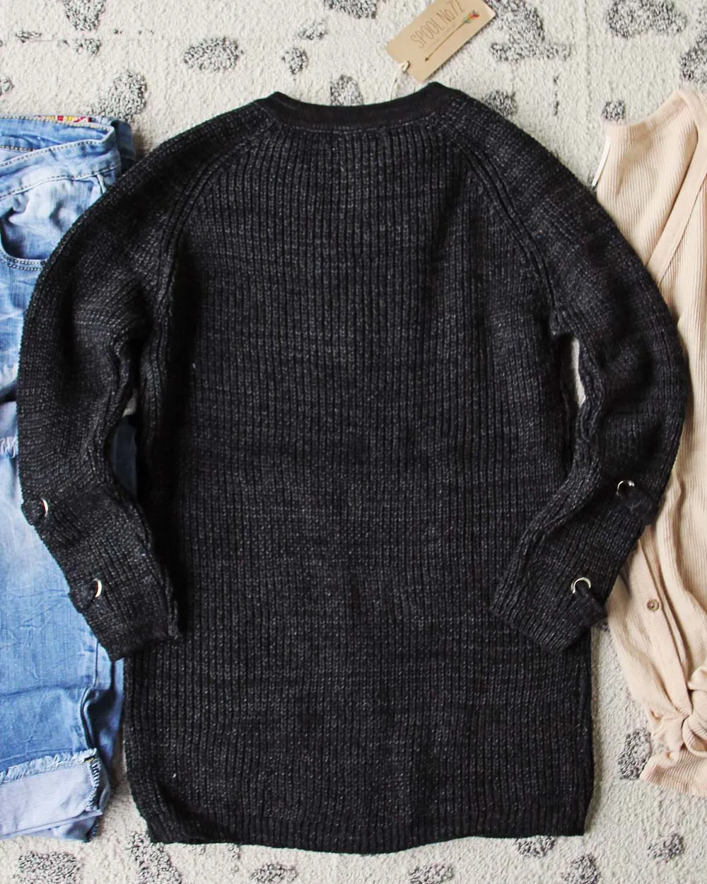 Stevie Lace-Up Sweater in Charcoal