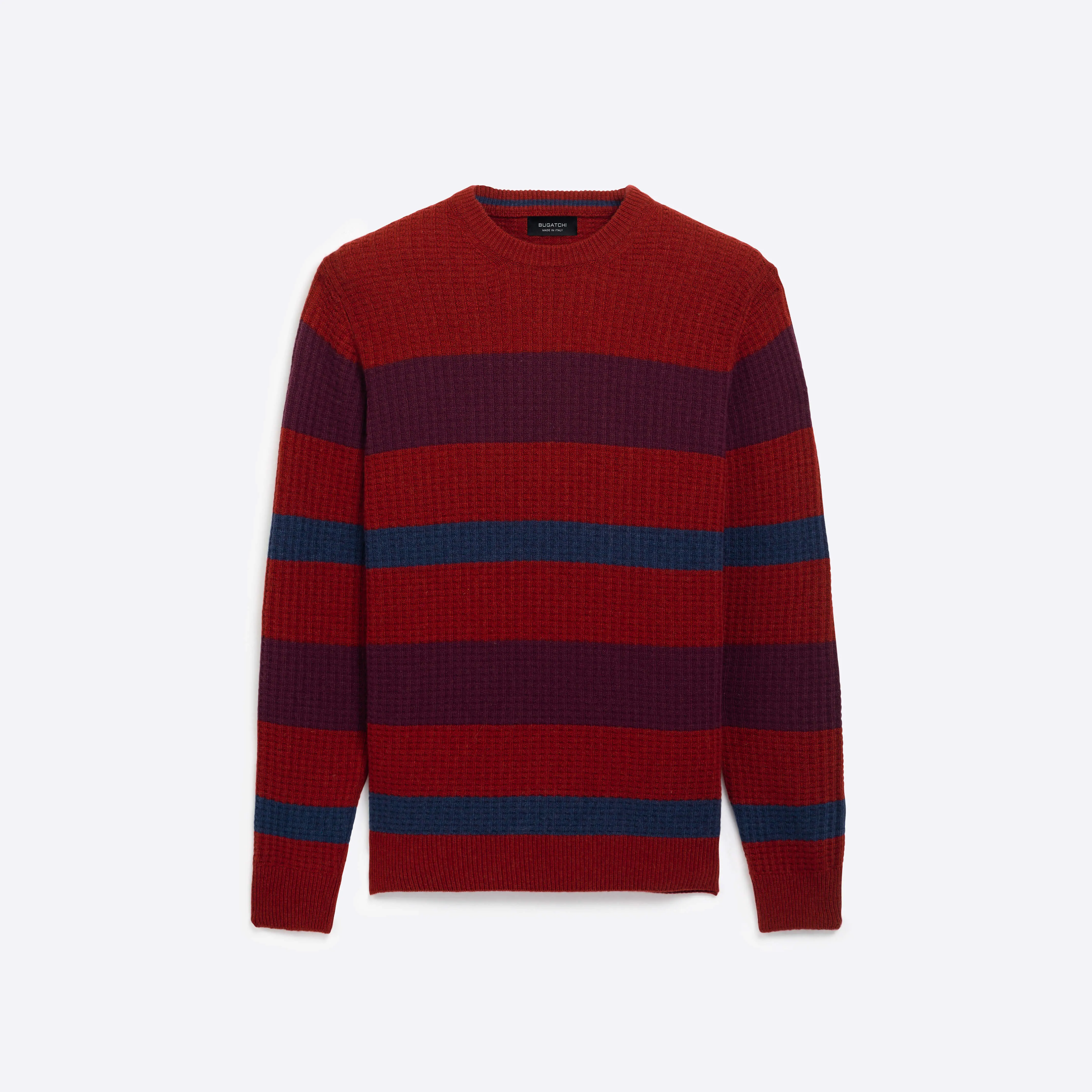 Striped Waffle Crew Neck Sweater