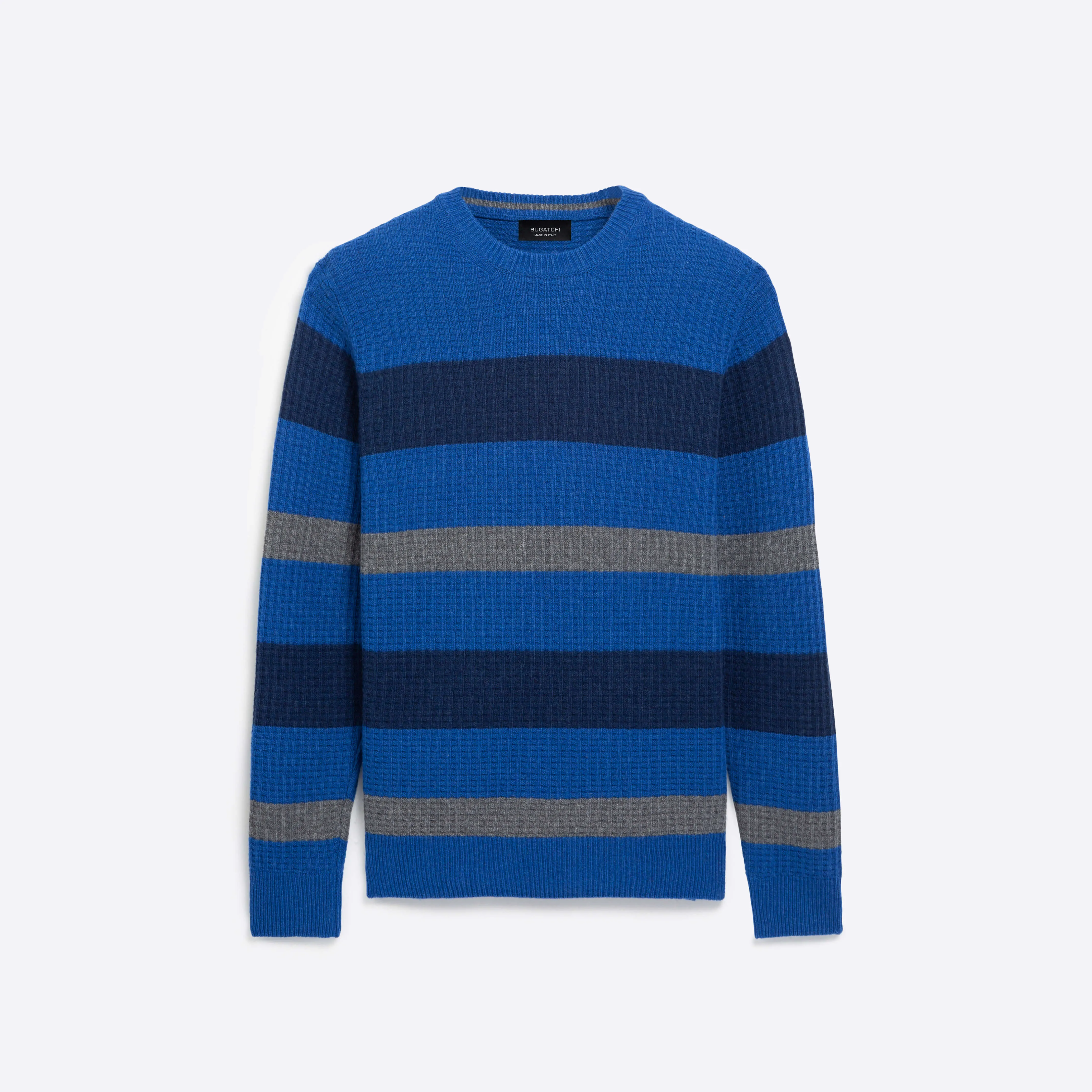 Striped Waffle Crew Neck Sweater