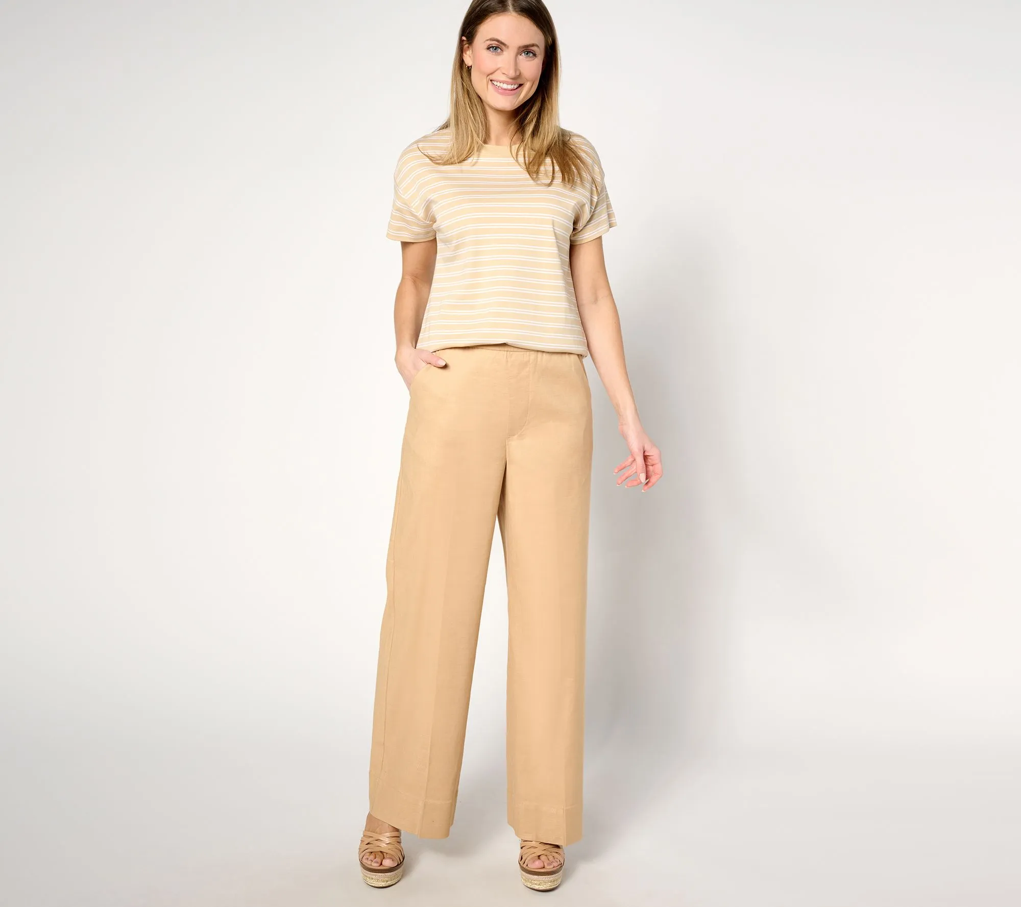 Studio Park x Leah Williams Reg Elevated Linen Wide Leg Trouser