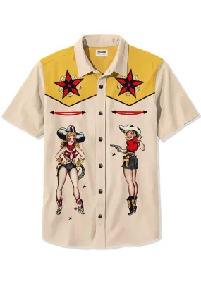 Succubus Gents Star Cowgirl Shirt Beige Yellow