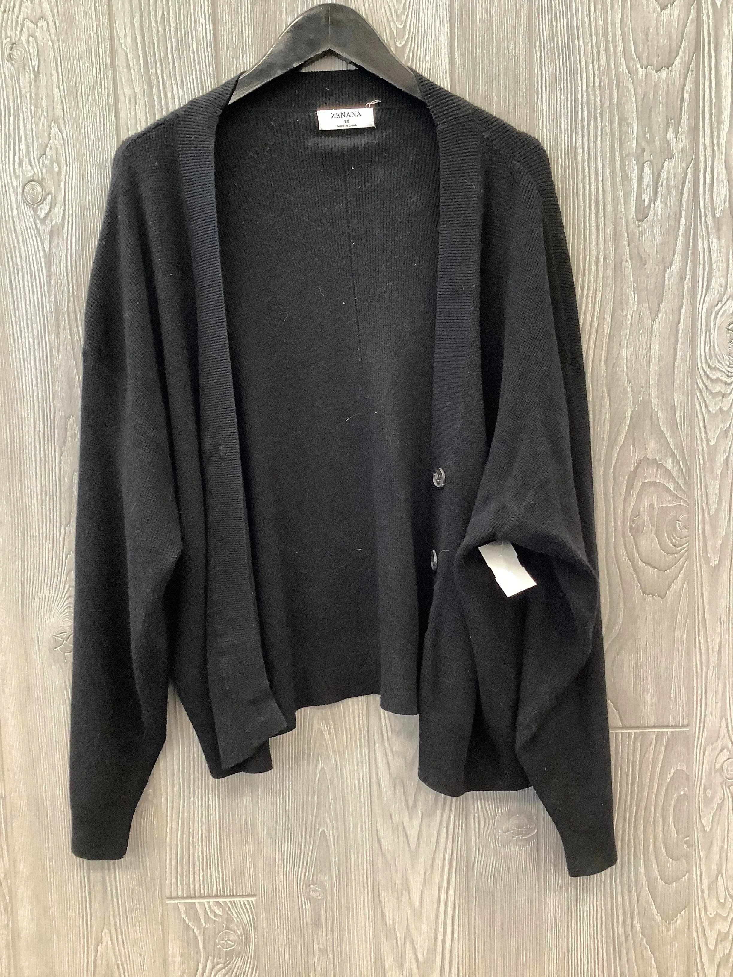 Sweater Cardigan By Zenana Outfitters In Black, Size: 3x