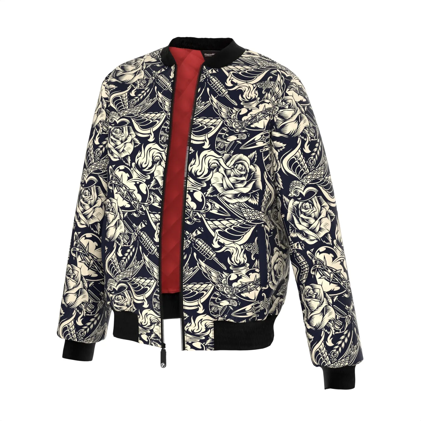 Tattoo Pattern Bomber Jacket