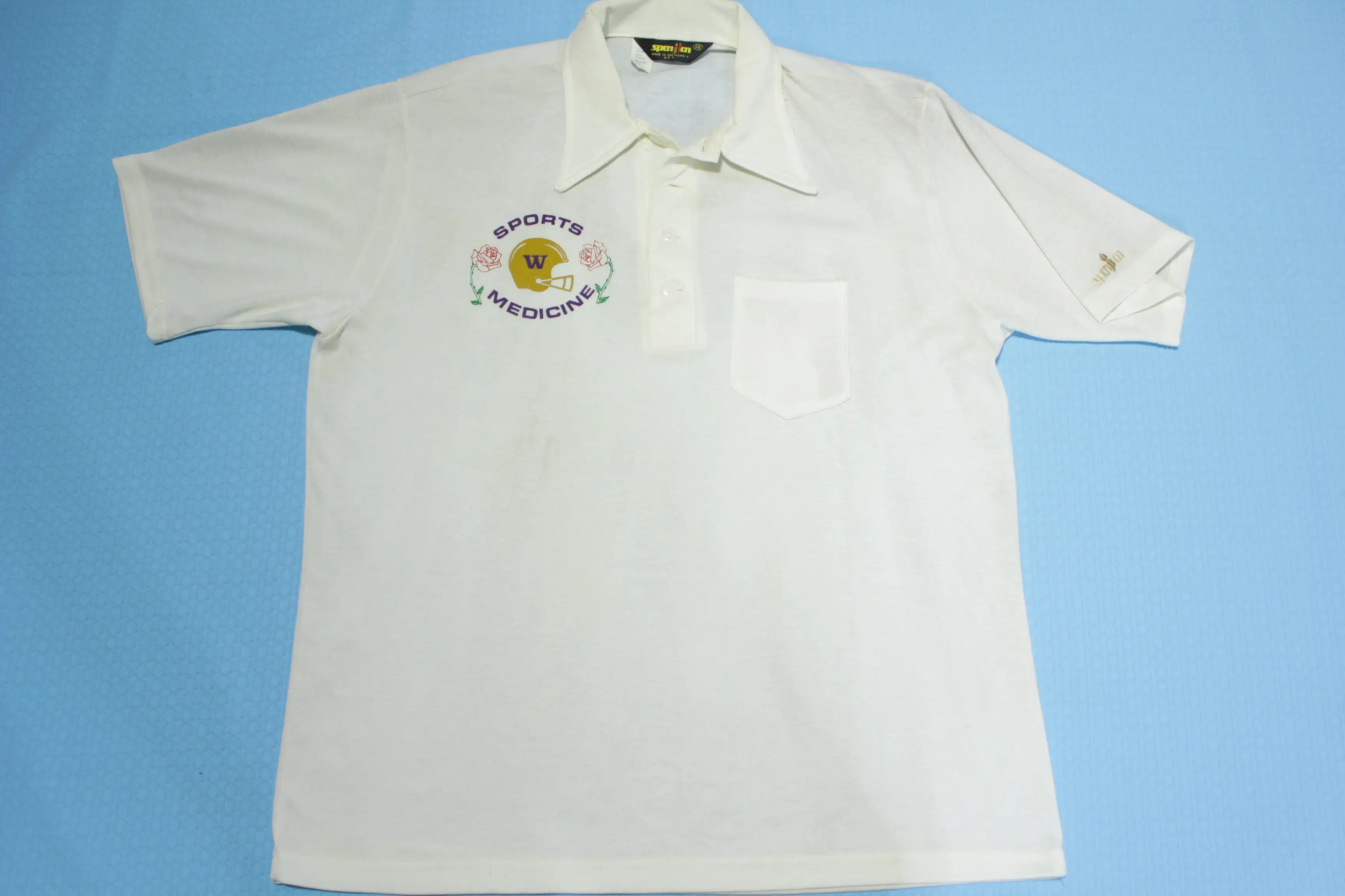 UW University of Washington Huskies Vintage 80's Sports Medicine Football Polo Shirt