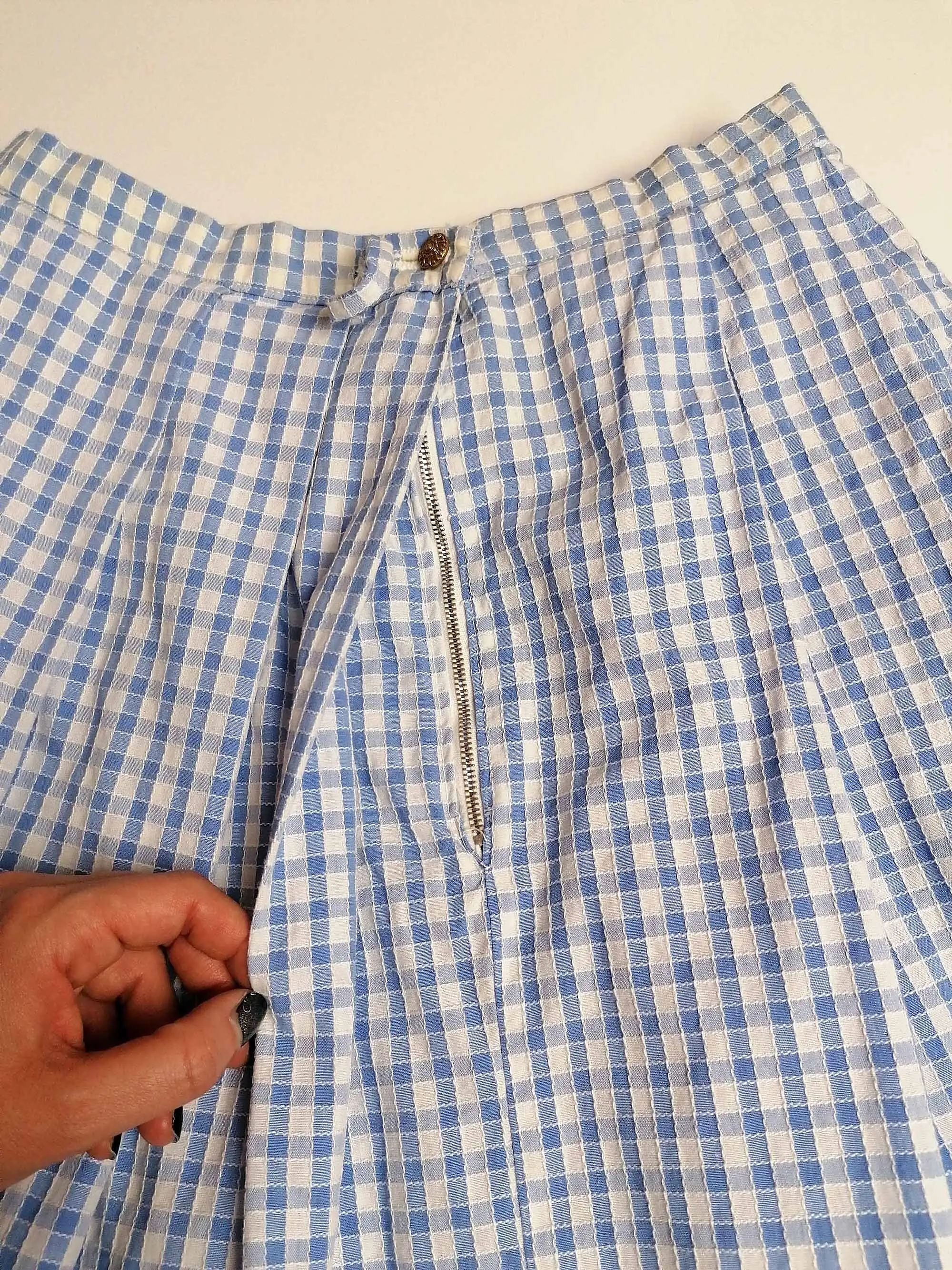 Vintage 80's Blue Gingham Bavarian Set - size S