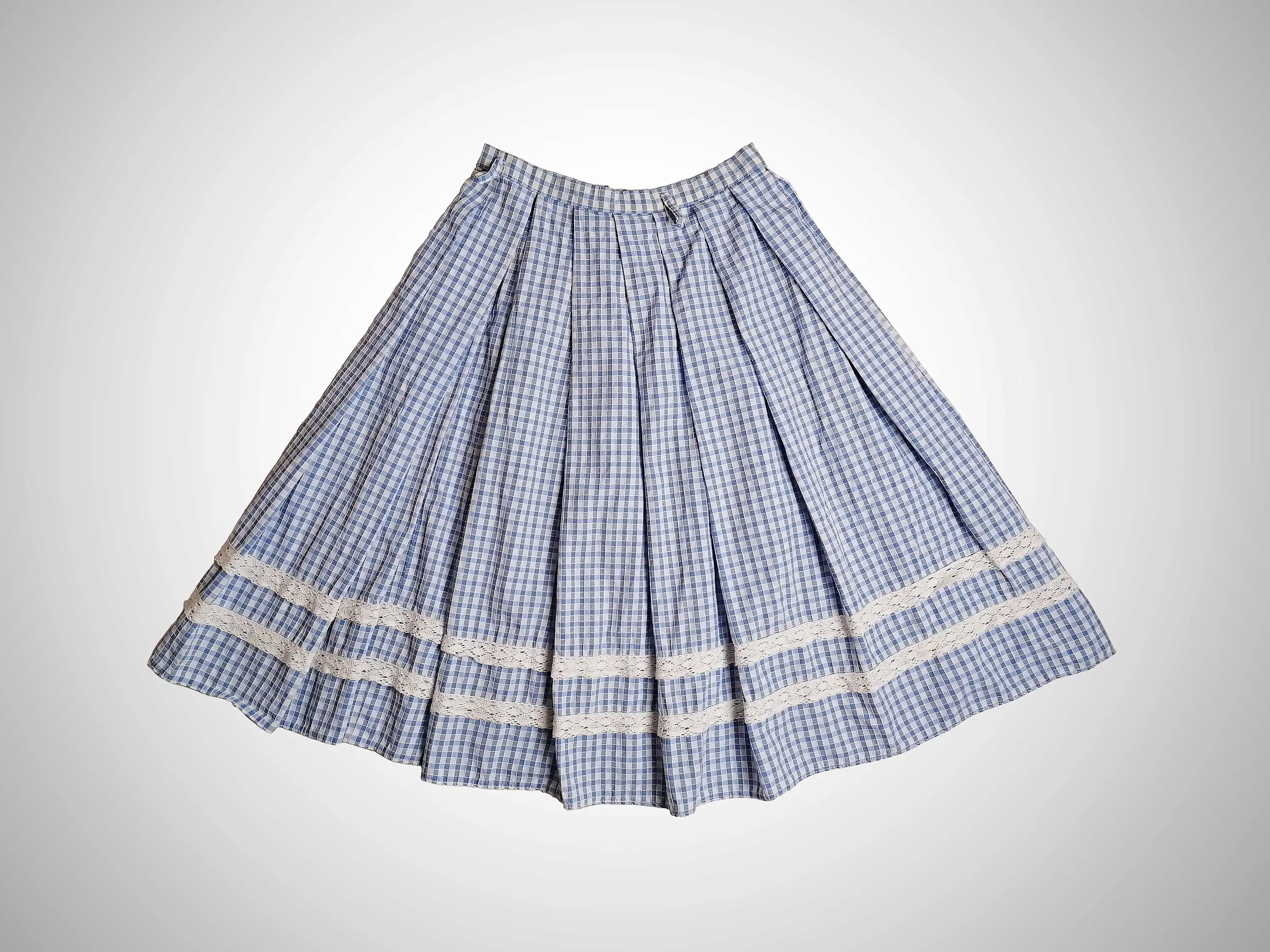 Vintage 80's Blue Gingham Bavarian Set - size S