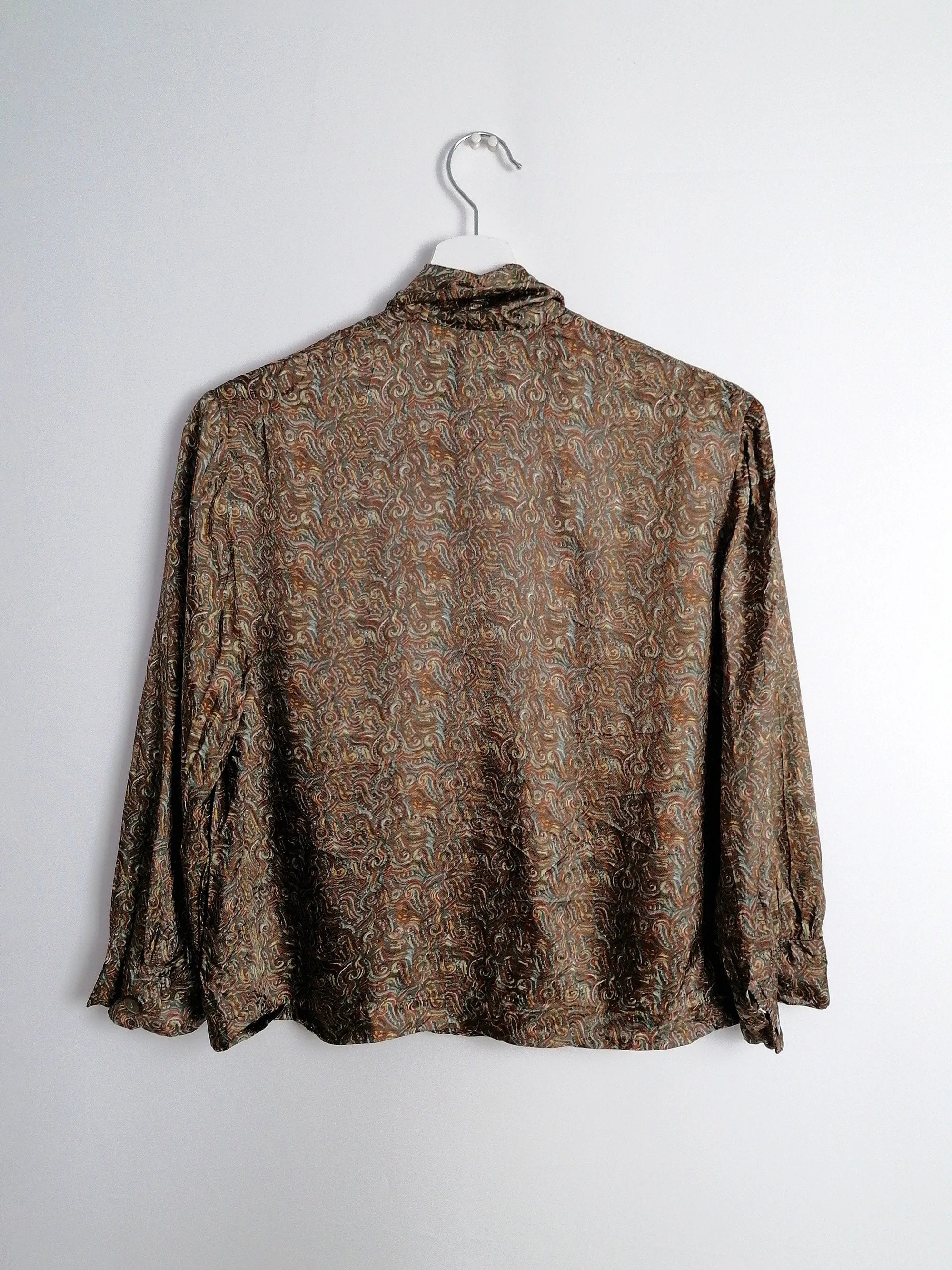 Vintage 80's Patterned Retro Blouse - size XS-S