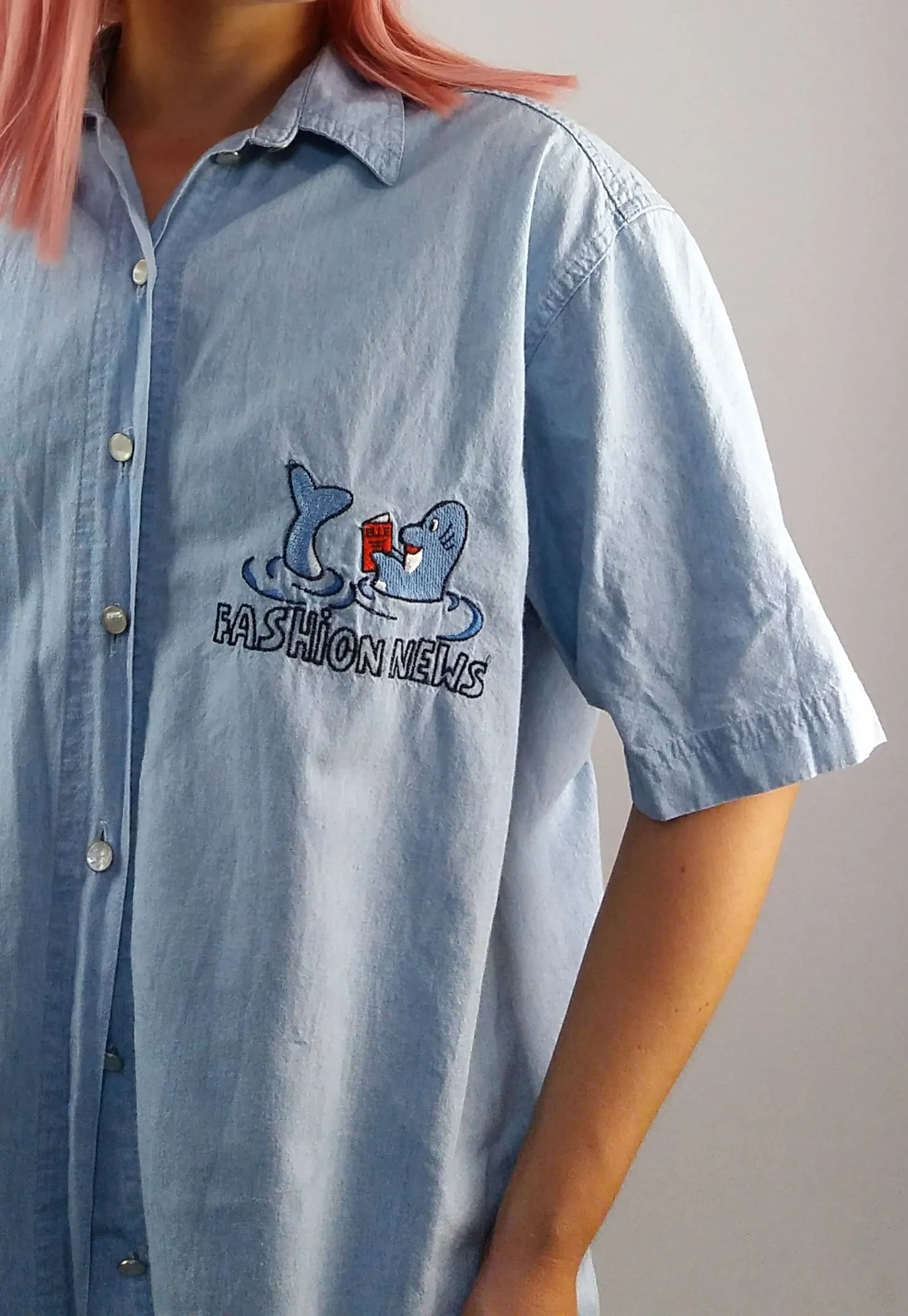 Vintage 90's Lightweight Oversized Denim Shirt - size S-M