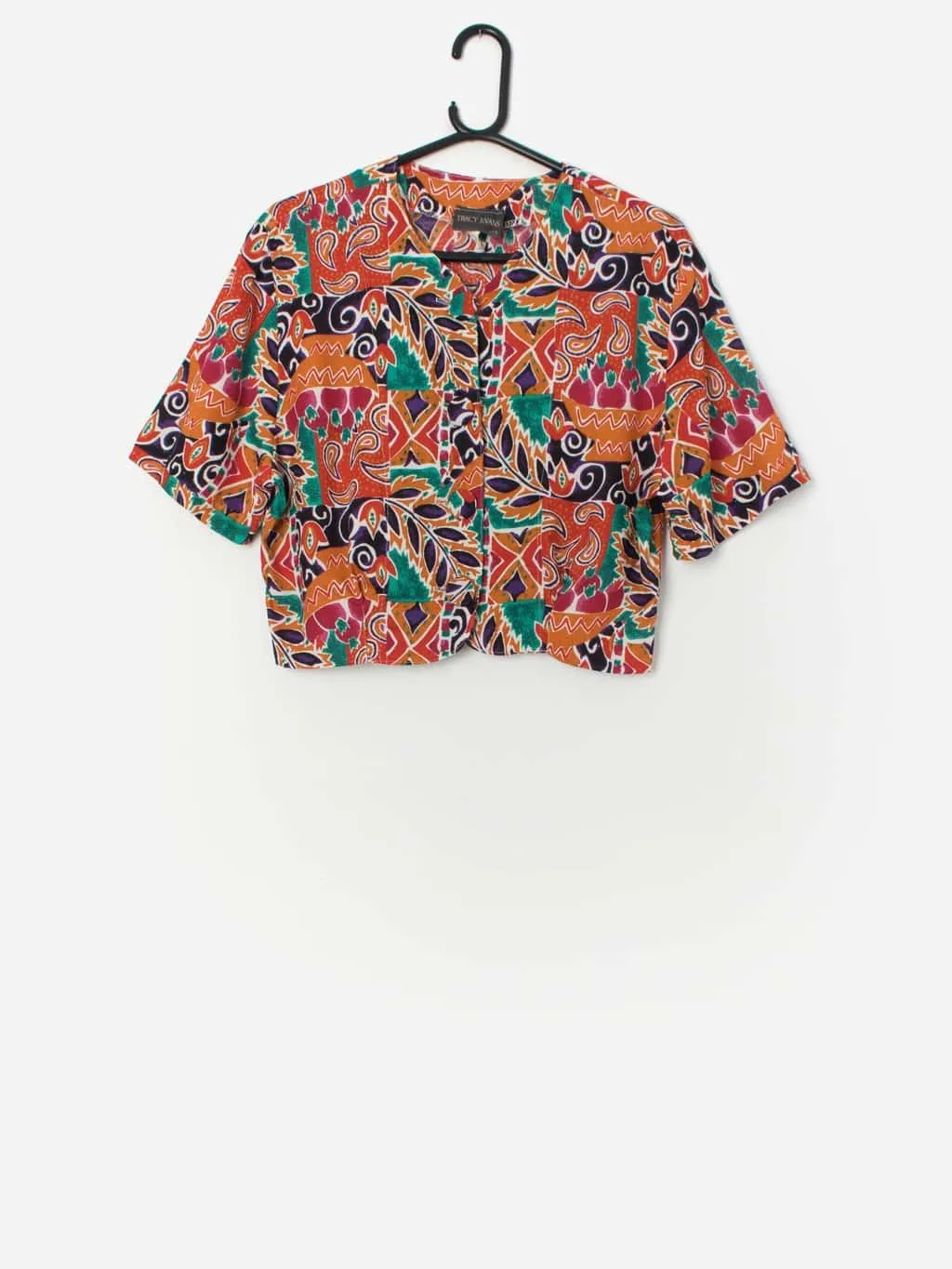 Vintage colourful top with abstract pattern – Medium / Large