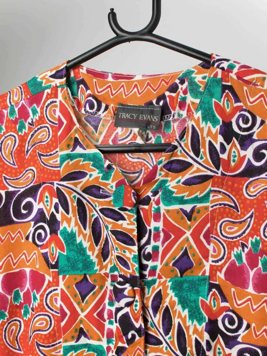 Vintage colourful top with abstract pattern – Medium / Large