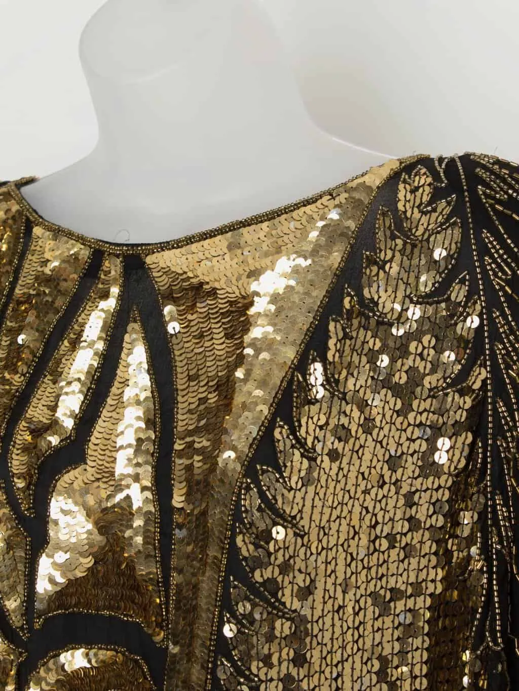 Vintage gold sequin top, semi sheer party top – Large