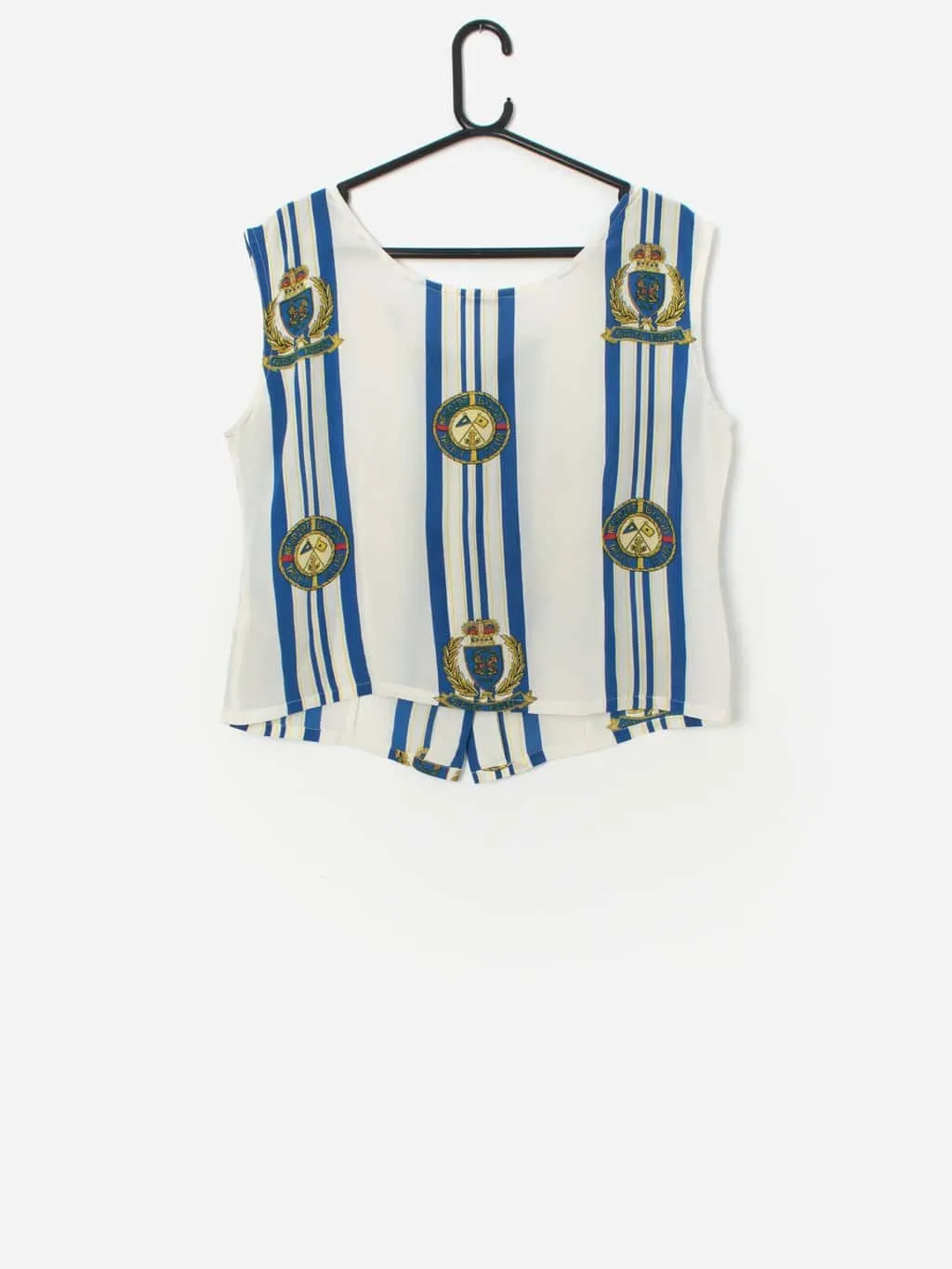 Vintage silk vest top with yacht club design – Medium / Large