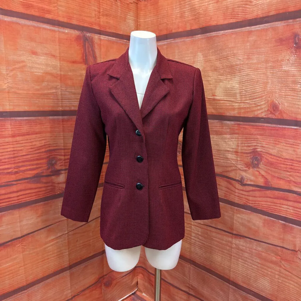 VNTG CHRISTY GIRL BY DORI ADLER RED HERRINGBONE BLAZER SIZE 6 TCC