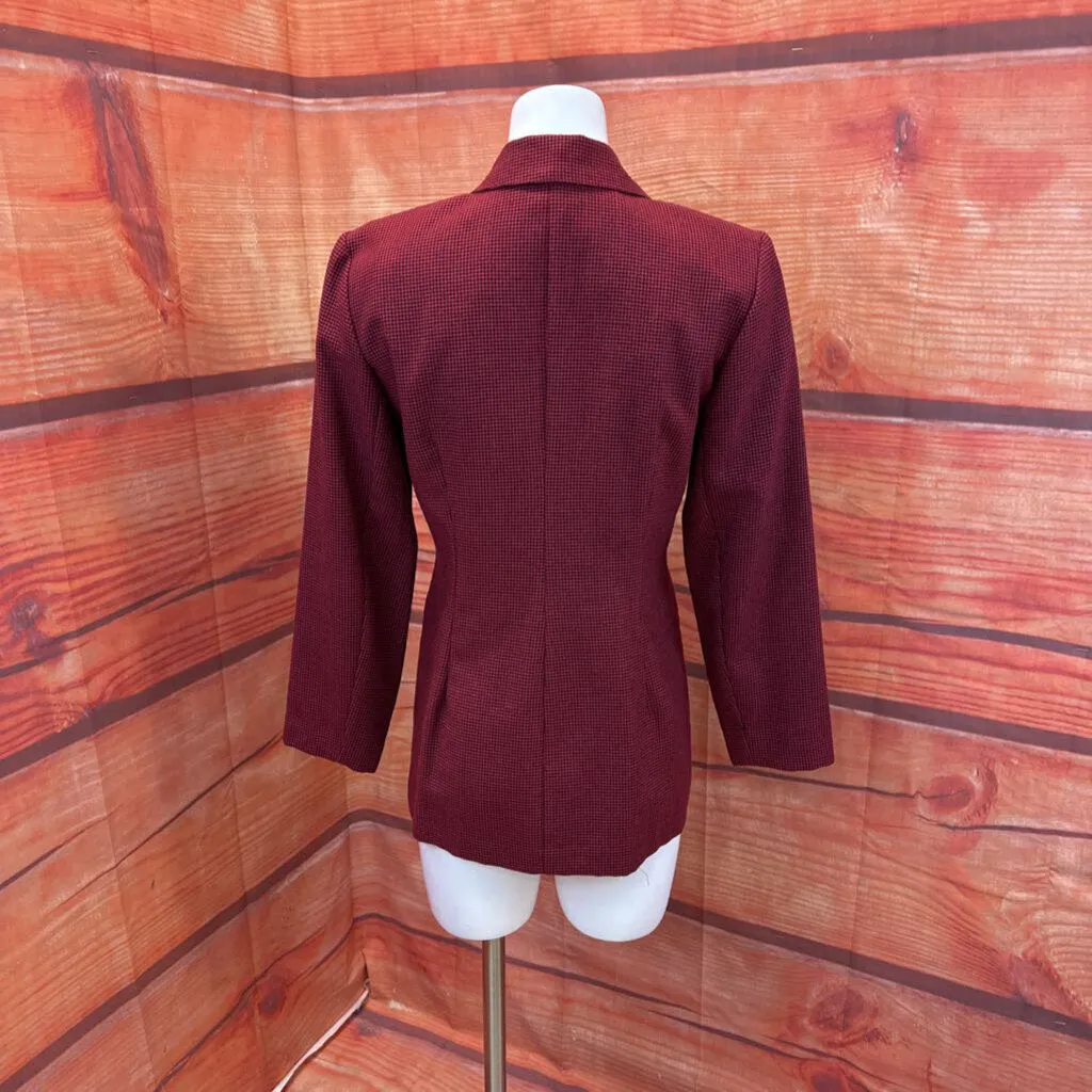 VNTG CHRISTY GIRL BY DORI ADLER RED HERRINGBONE BLAZER SIZE 6 TCC