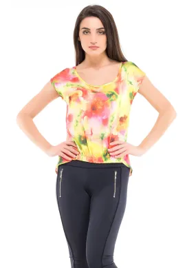 Watercolor Floral Print Top