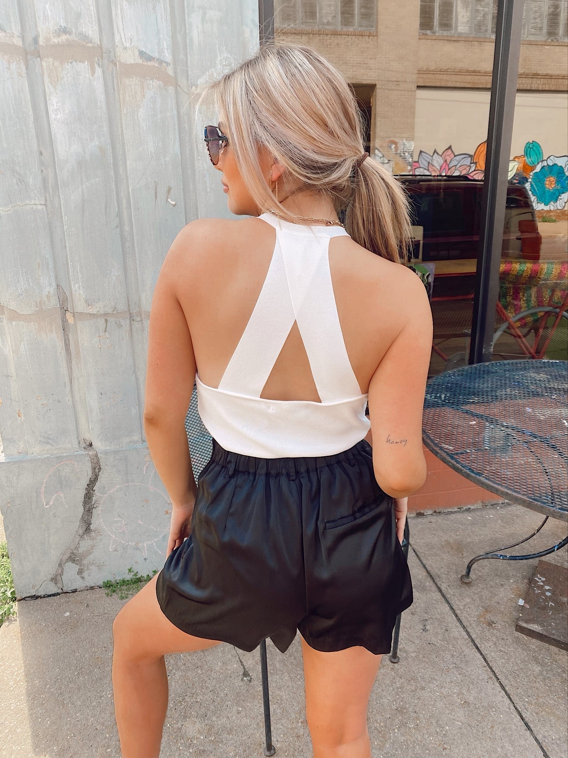 White Razor Cross Back Top