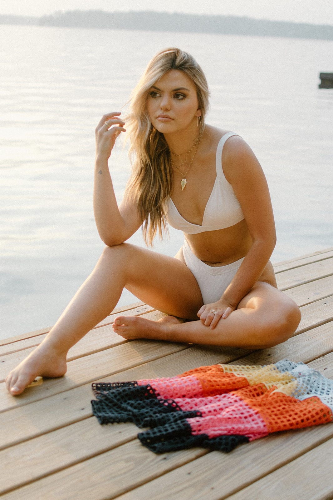 White Ribbed Bikini Top