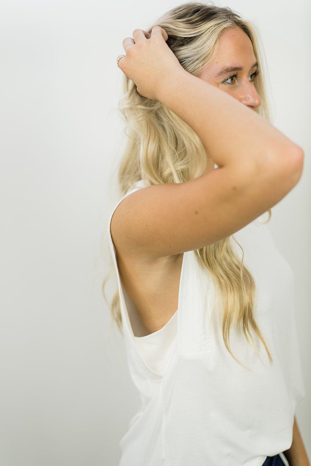 White Shoulder Stitch Tee