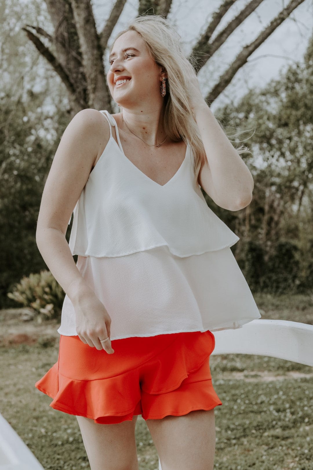 White Tiered Sleeveless Top