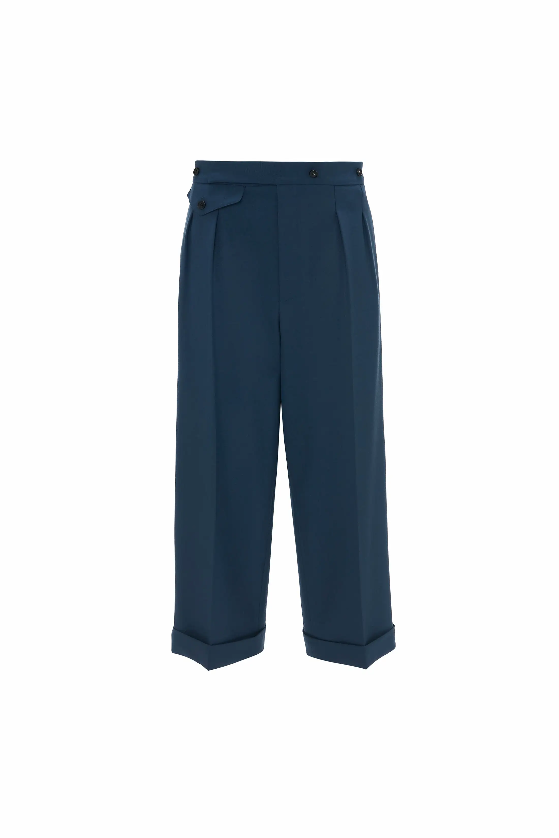 Wide Leg Cropped Trouser In Heritage Blue