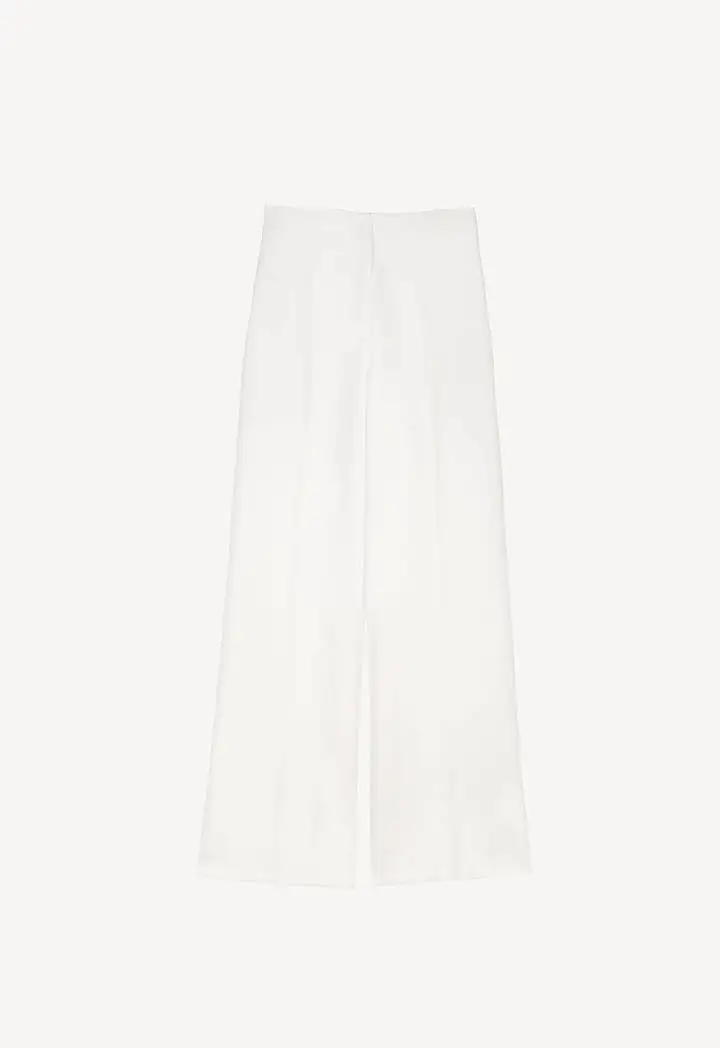 Wide Leg Solid Straight Trouser