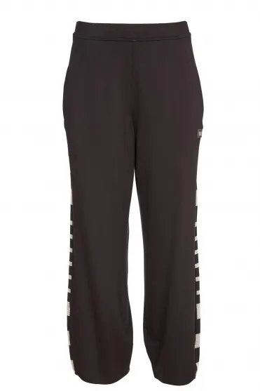 Wide Leg Trouser with Side Stripe - Black/Grey - NAW24234-908