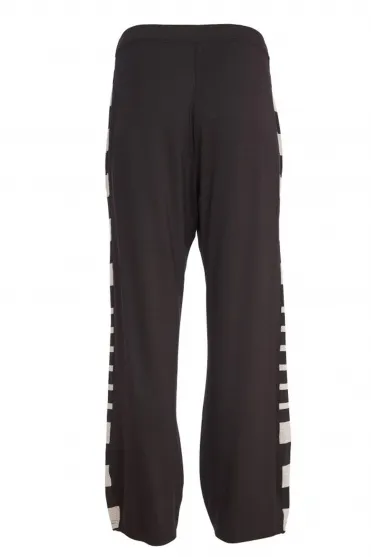 Wide Leg Trouser with Side Stripe - Black/Grey - NAW24234-908