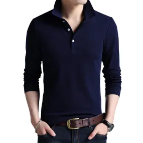 Xituodai Top Grade New Fashion Men Polo Shirt Solid Color Slim Fit Polo Men Long Sleeve Mercerized Cotton Casual Polos Shirt Men