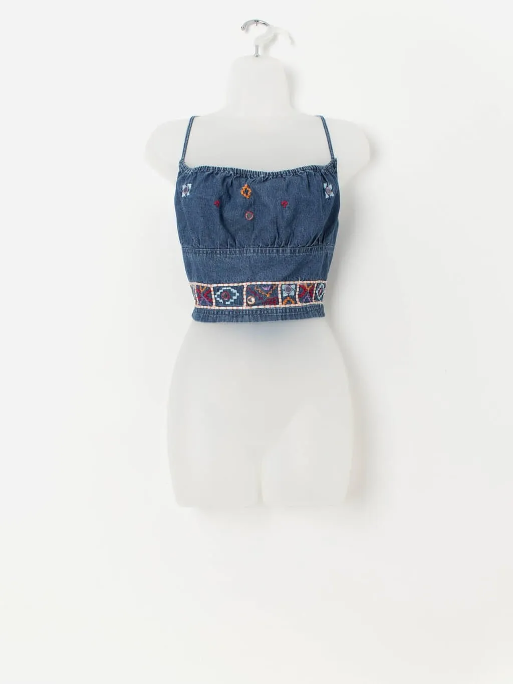 Y2K vintage embroidered denim crop top – Medium / Large