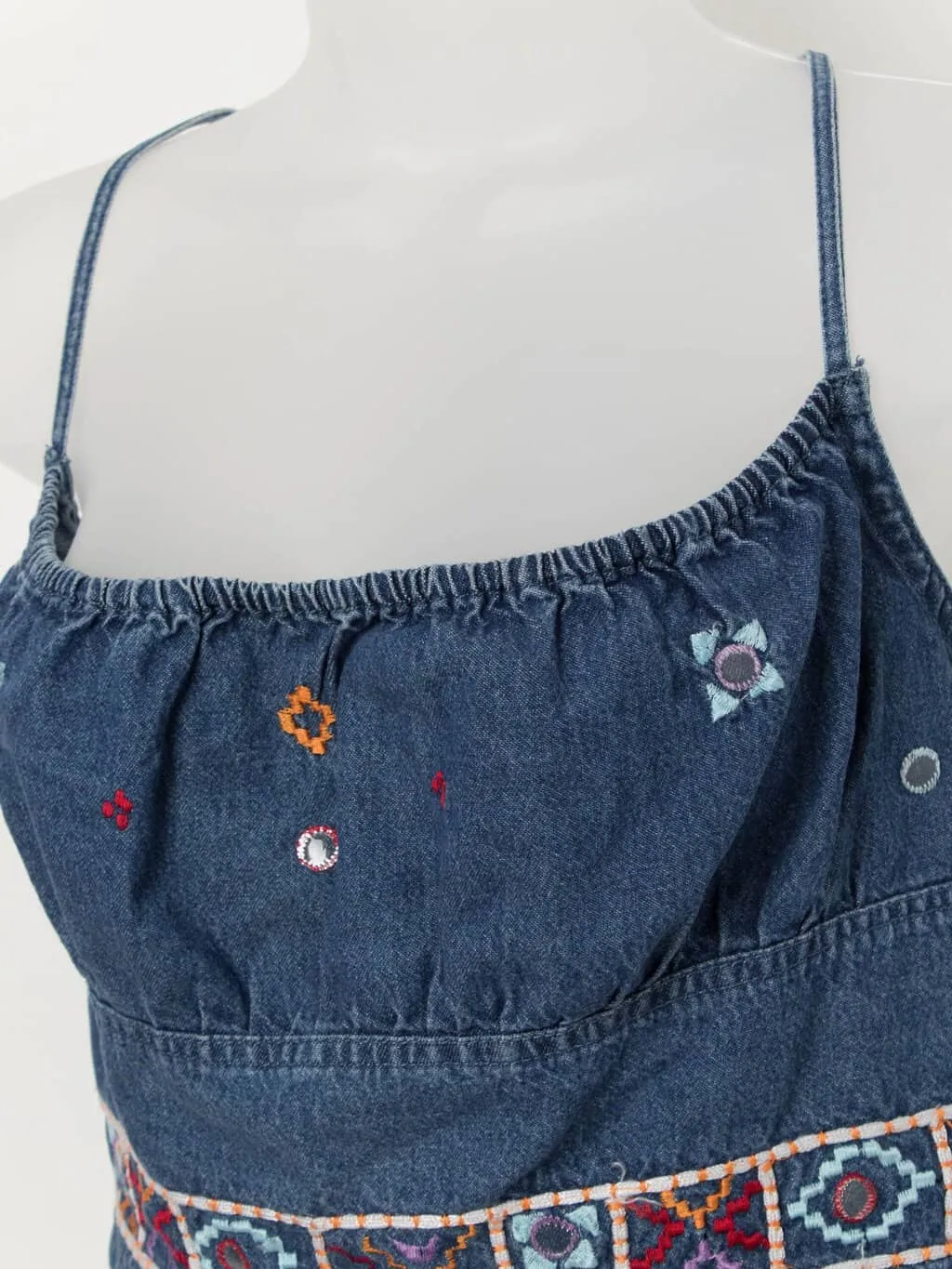 Y2K vintage embroidered denim crop top – Medium / Large