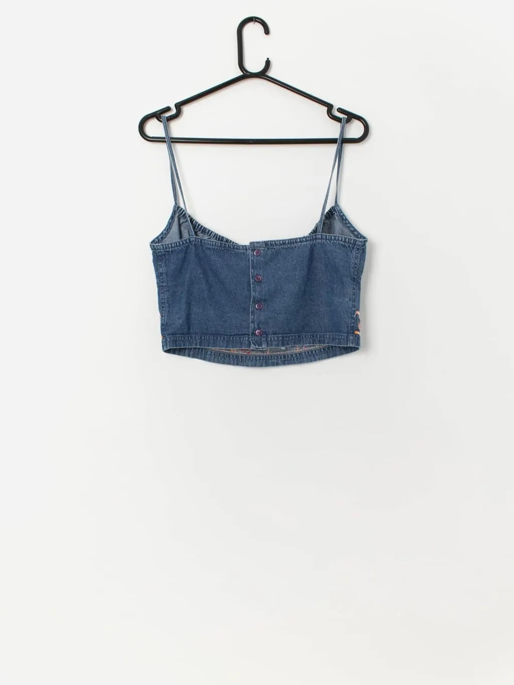 Y2K vintage embroidered denim crop top – Medium / Large